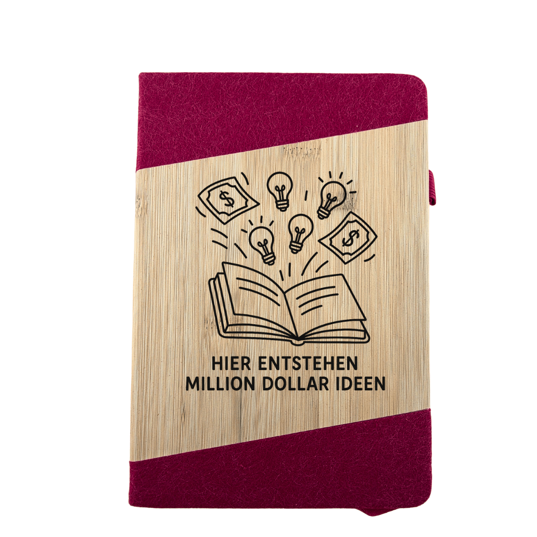 Personalisiertes Notizbuch mit Gummiband und Lesezeichen