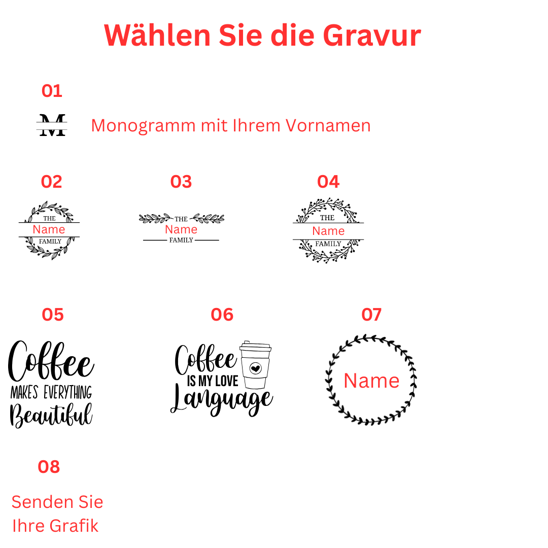 Wählen Sie Ihre Gravur mit Ihrem Namen