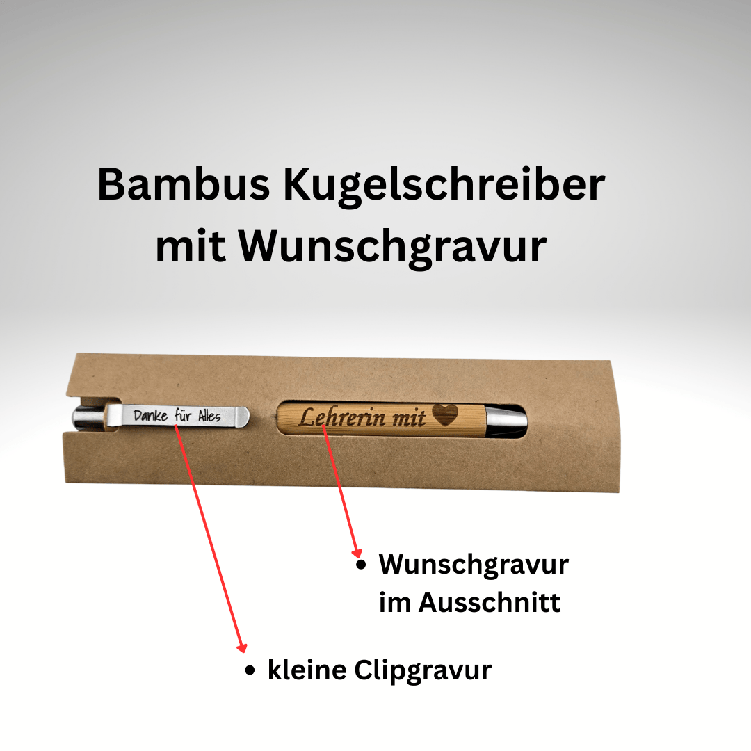 Der Kugelschreiber aus Bambus mit Gravur personalisiert