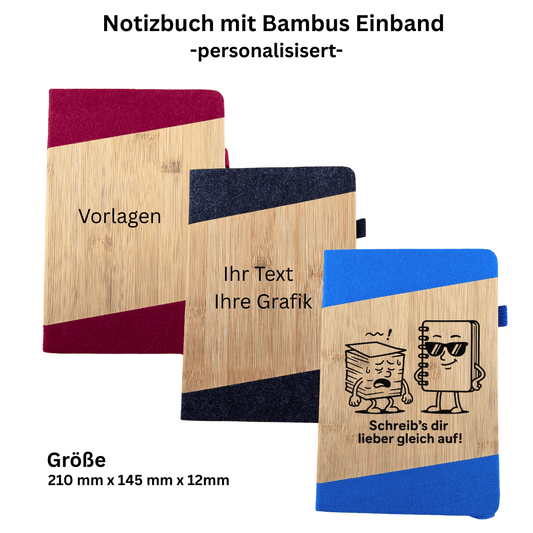 Geschenkidee: Bambus-Notizbuch personalisiert mit eigenem Design