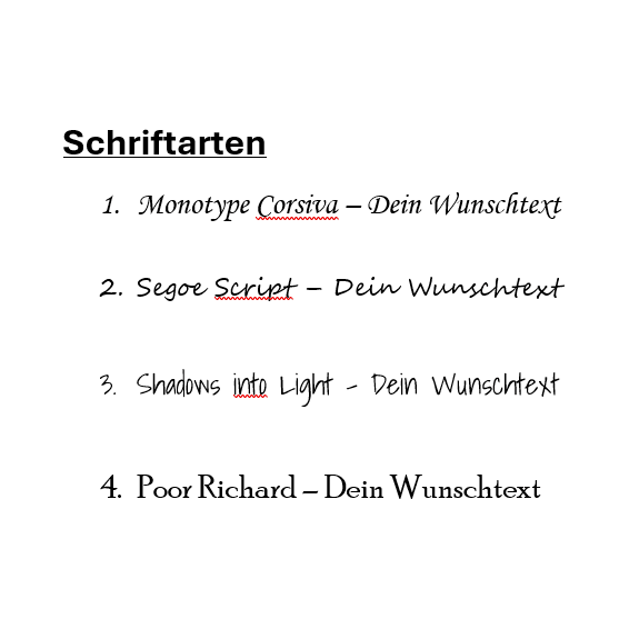 Schriftarten für die Untersetzer, treffe Deine Auswahl
