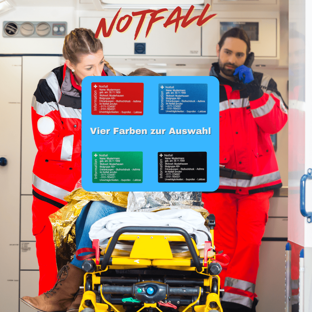 Die SOS Visitenkarte, Notfallkarte für den Geldbeutel - mit Lasergravur -