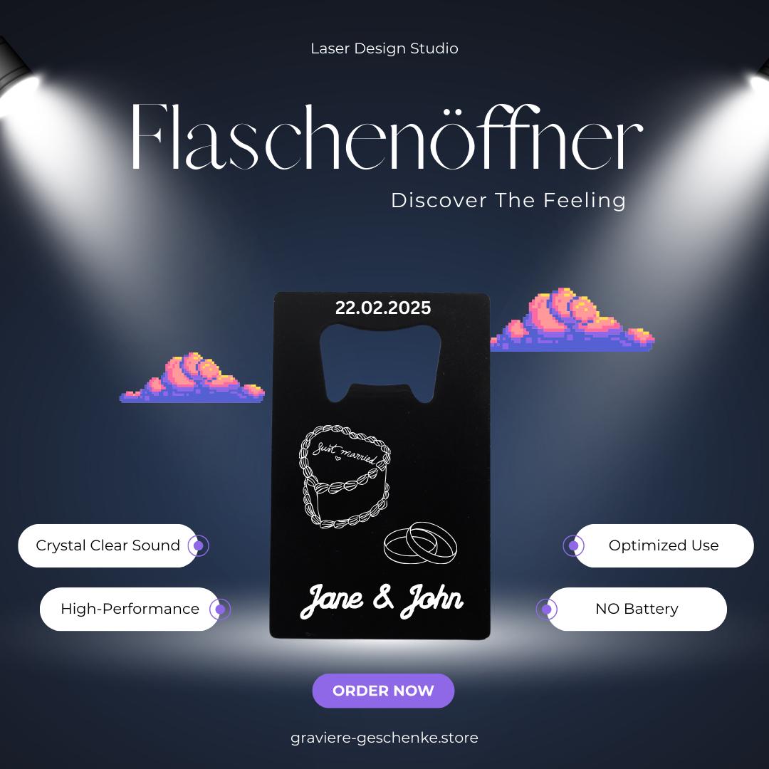 Anwendung: Flasche wird mit graviertem Flaschenöffner geöffnet