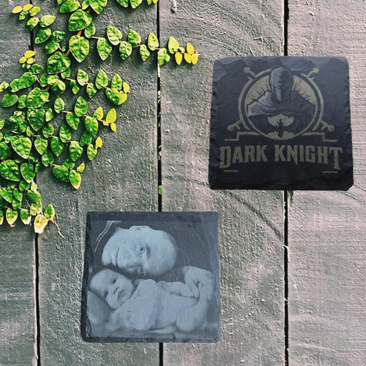 Schieferuntersetzer mit ihrem Foto graviert -