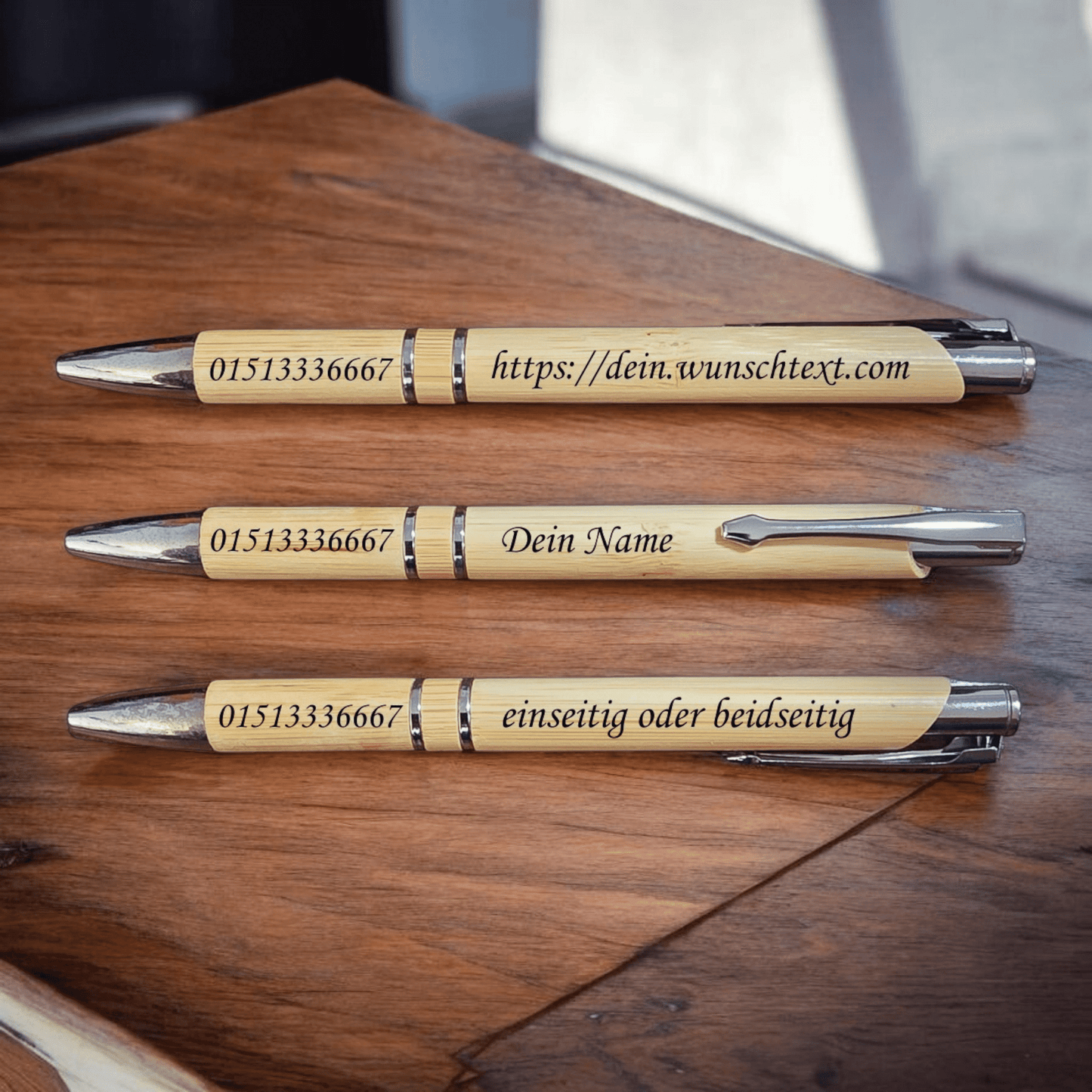 Edel Bambus Kugelschreiber graviert nach Wunsch