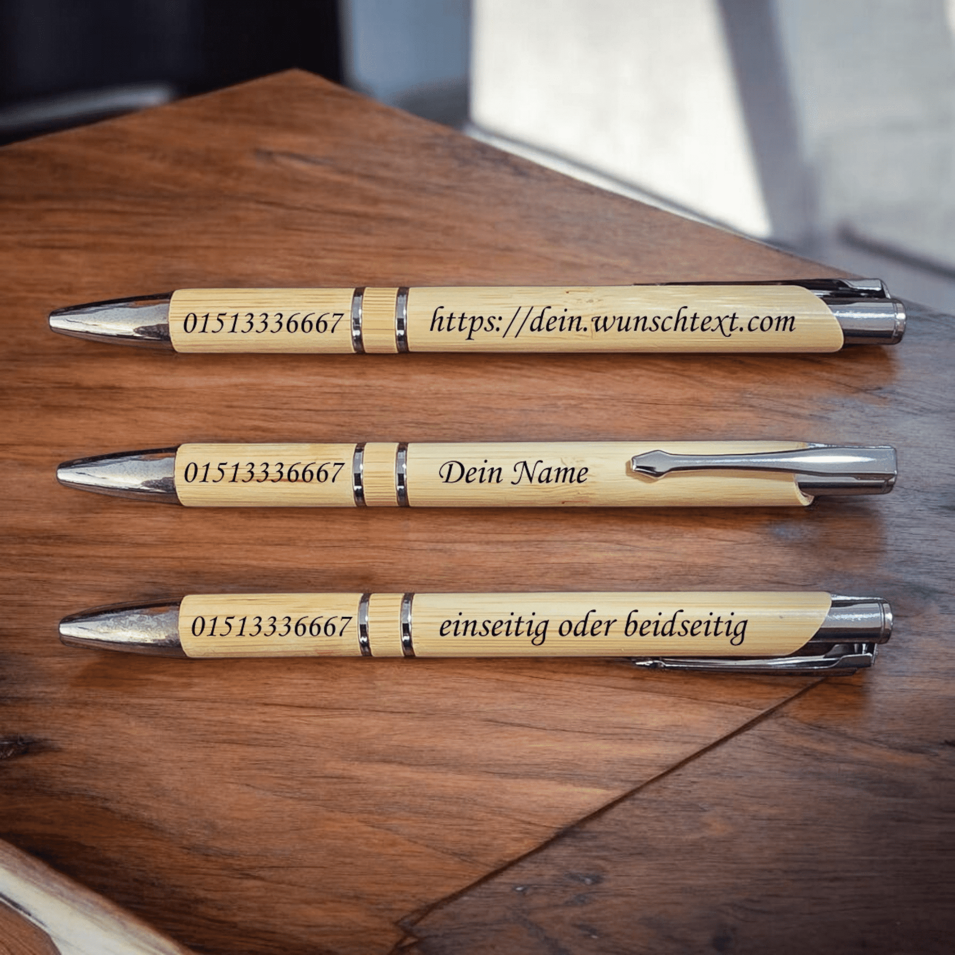 Edel Bambus Kugelschreiber graviert nach Wunsch