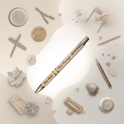 Edel Bambus Kugelschreiber personalisiert mit Text