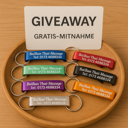 Gravierte Flaschenöffner im Set (alle Farben sichtbar)