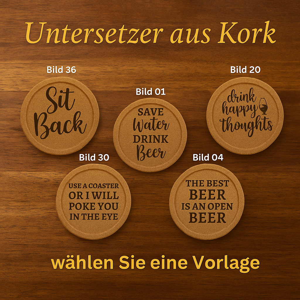 Gestalte Deine Korkuntersetzer mit Gravur
