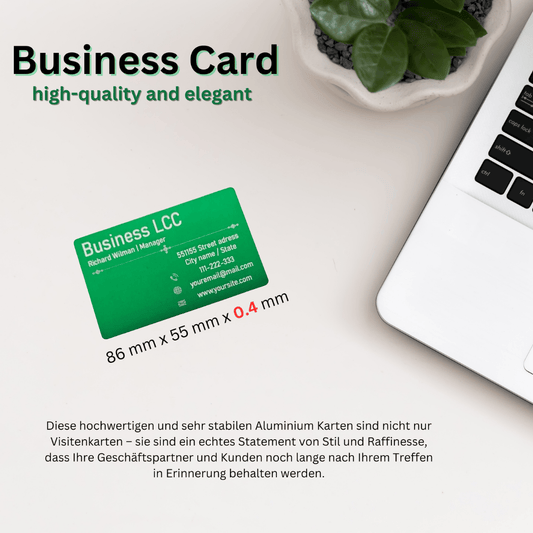 5x Business Visitenkarte Metall graviert  0.4 mm dick 