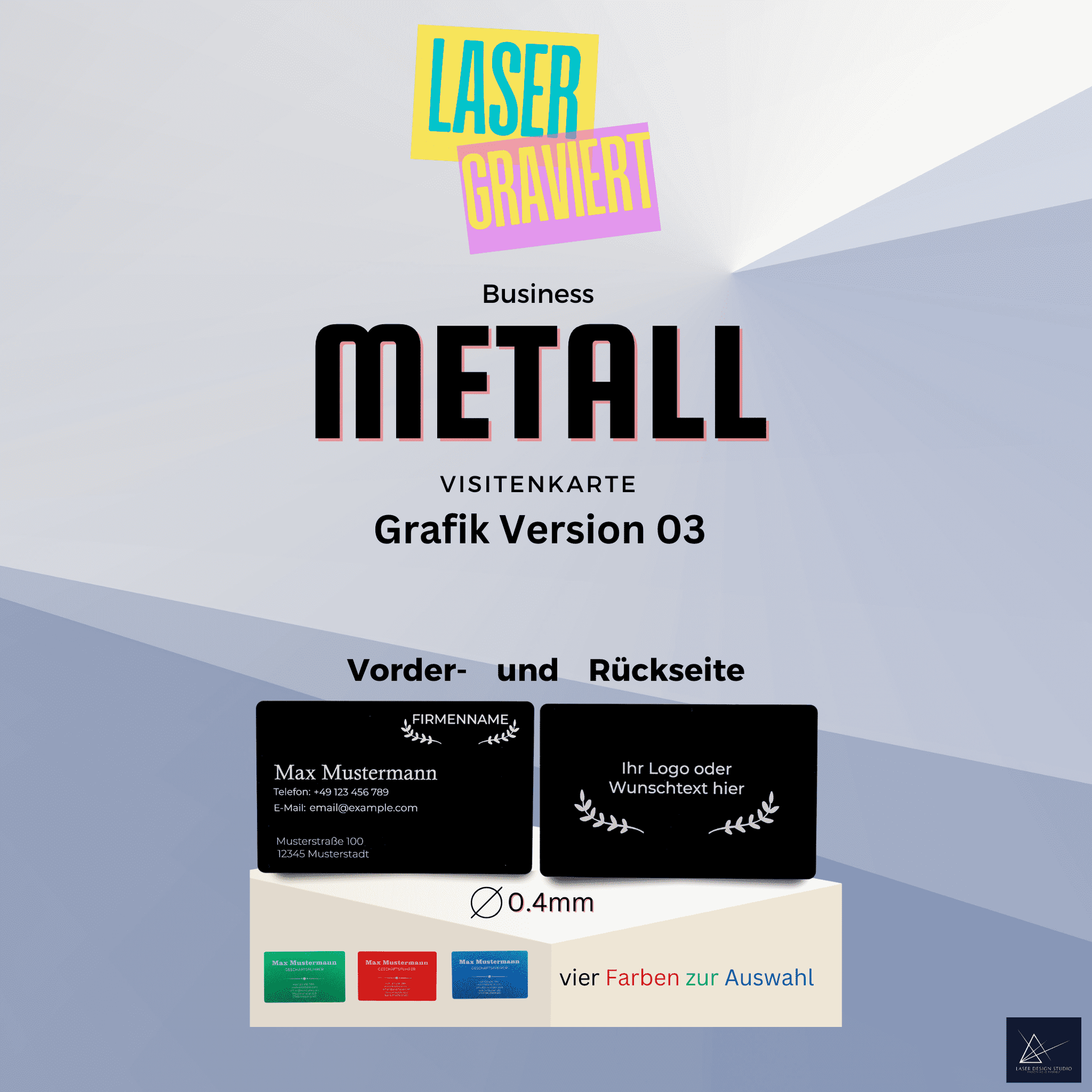 Metall-Visitenkarten mit Logo graviert - 0.4 mm dick - 