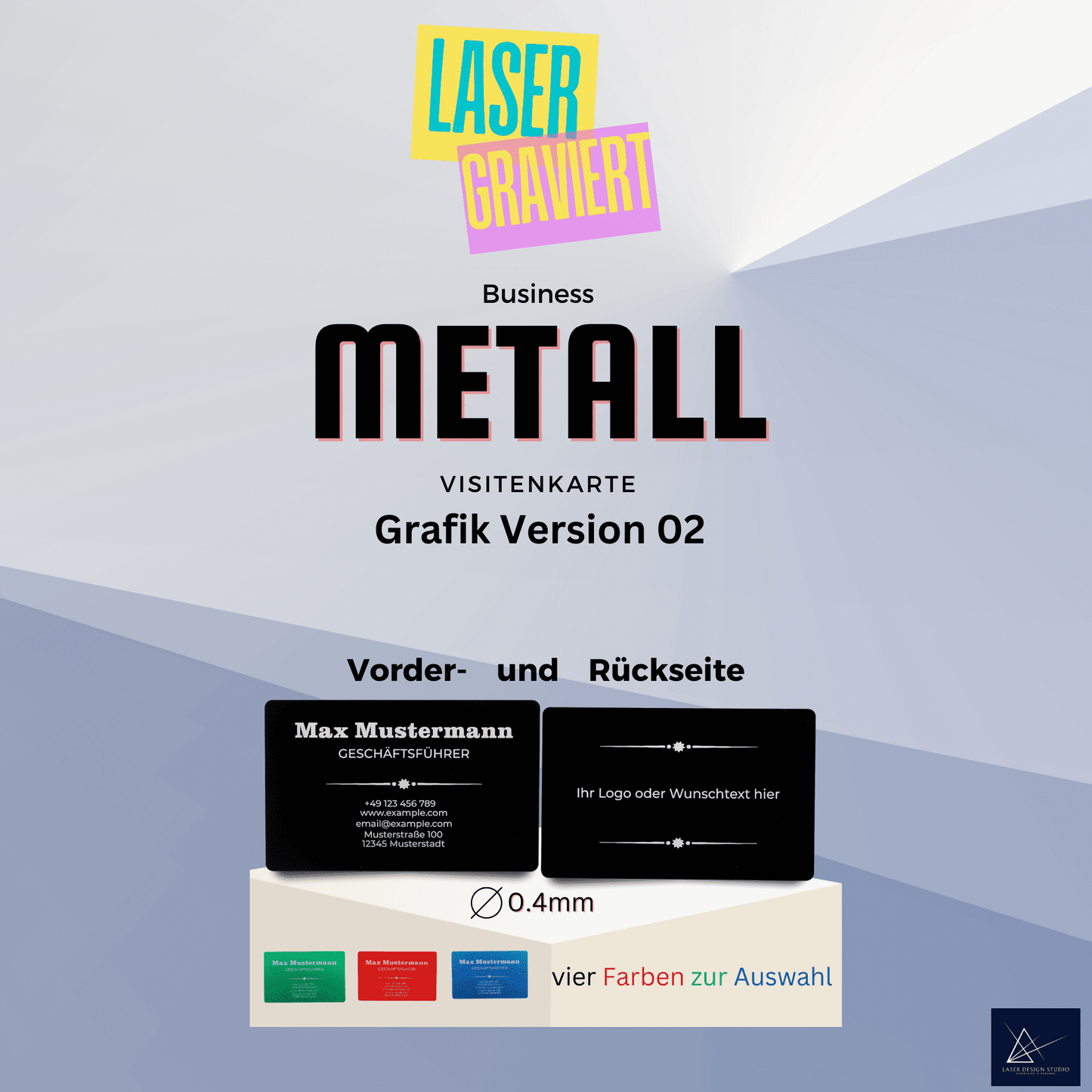 nachhaltige Visitenkarten aus Aluminium - 0.4 mm dick - 