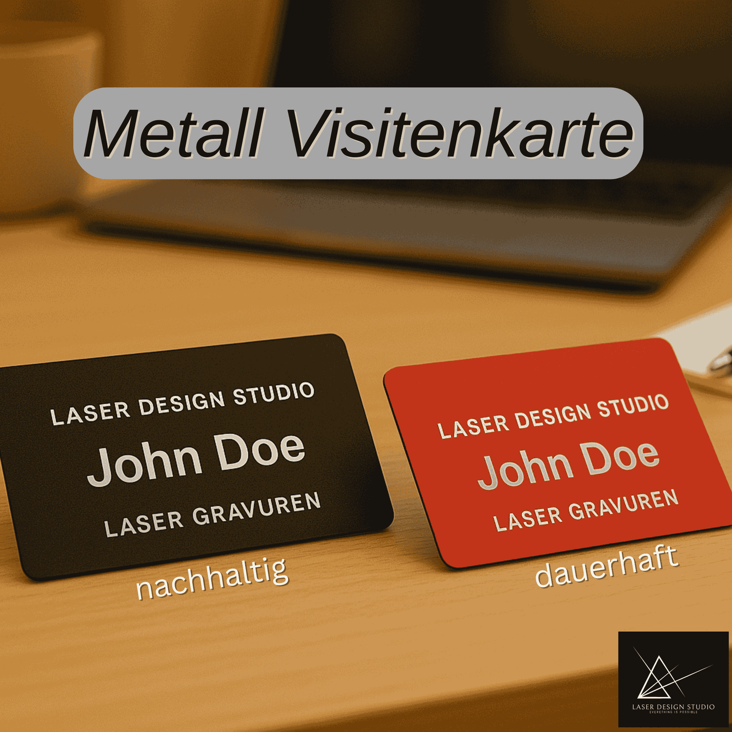 Metall Visitenkarte 0.2 mm (3 Stck), graviert nach Kundenwunsch - 
