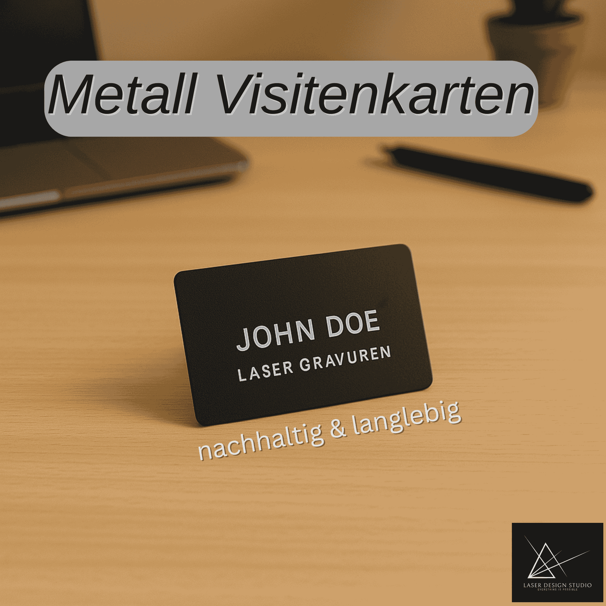 Metall Visitenkarte 0.2 mm (3 Stck), graviert nach Kundenwunsch - 