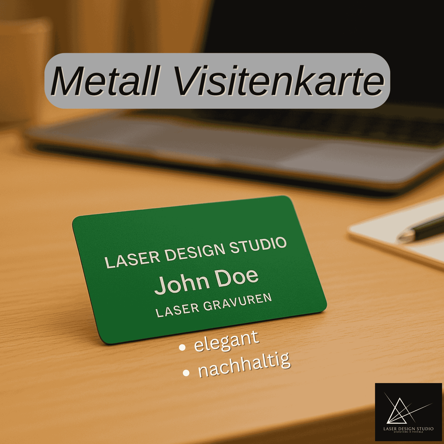 Metall Visitenkarte 0.2 mm (3 Stck), graviert nach Kundenwunsch - 