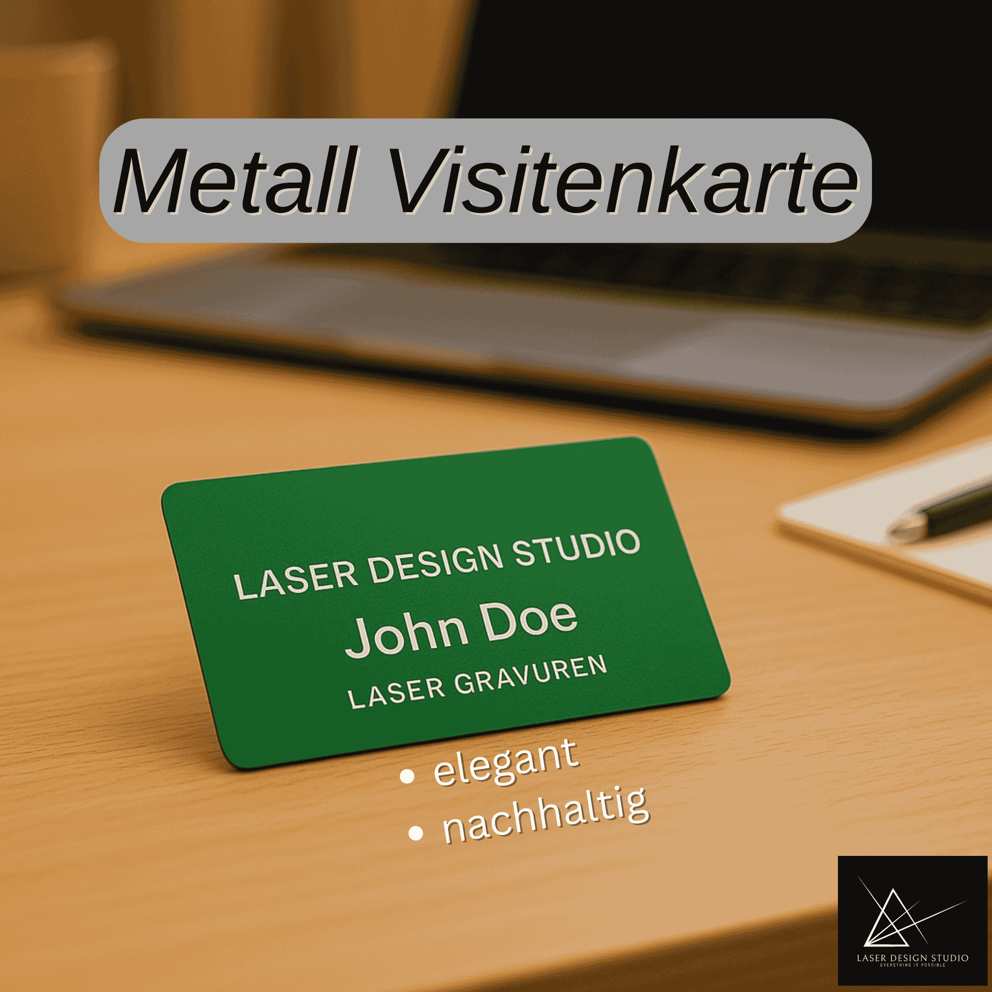 Metall Visitenkarte 0.2 mm (3 Stck), graviert nach Kundenwunsch - 