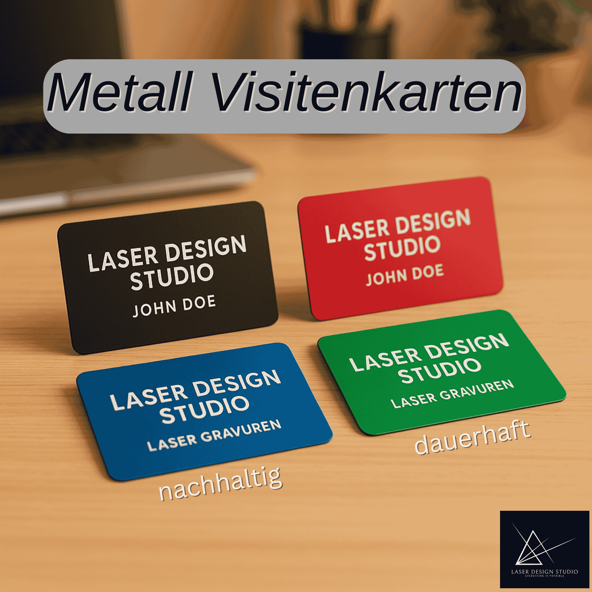 Metall Visitenkarte 0.2 mm (3 Stck), graviert nach Kundenwunsch - 