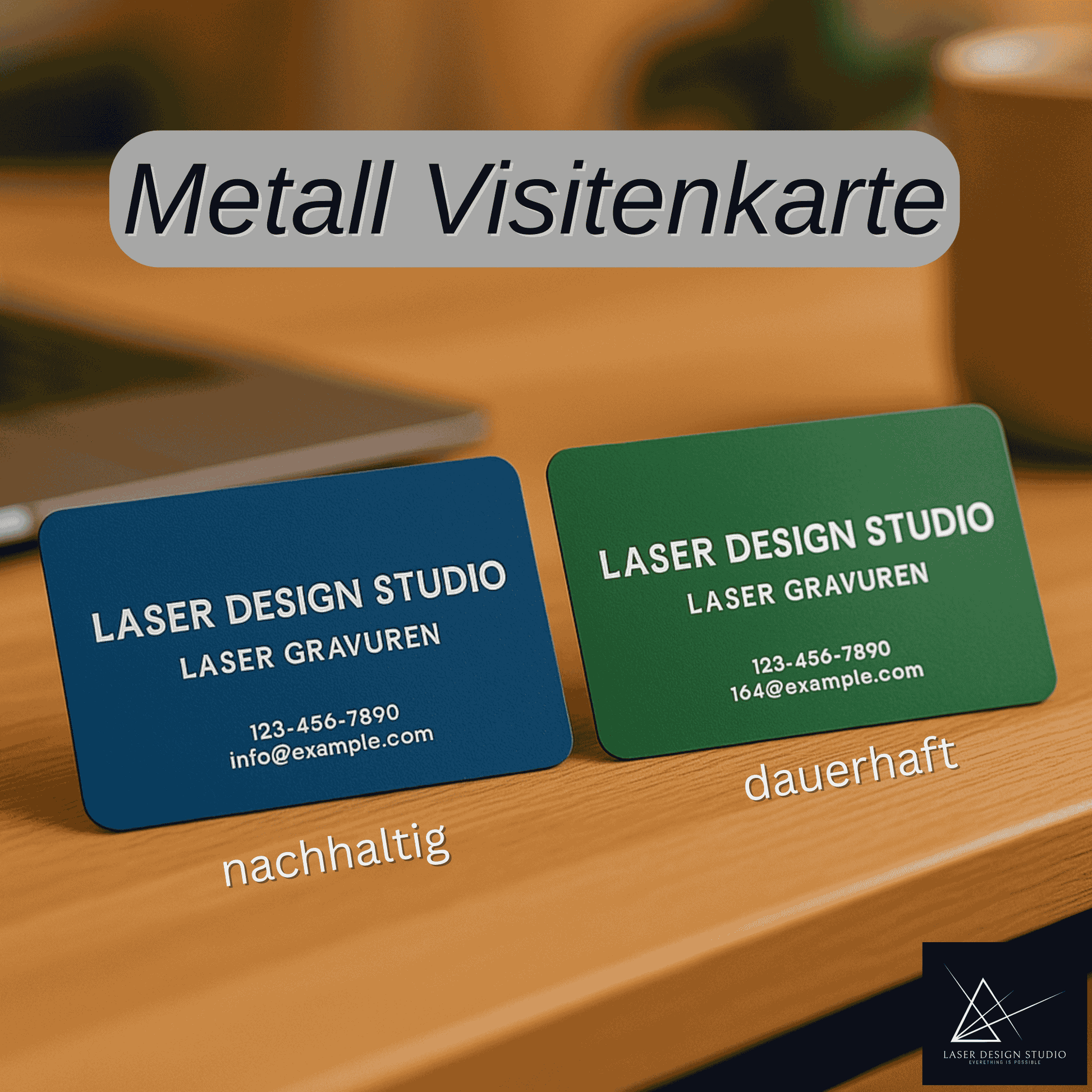 Metall Visitenkarte 0.2 mm (3 Stck), graviert nach Kundenwunsch - 