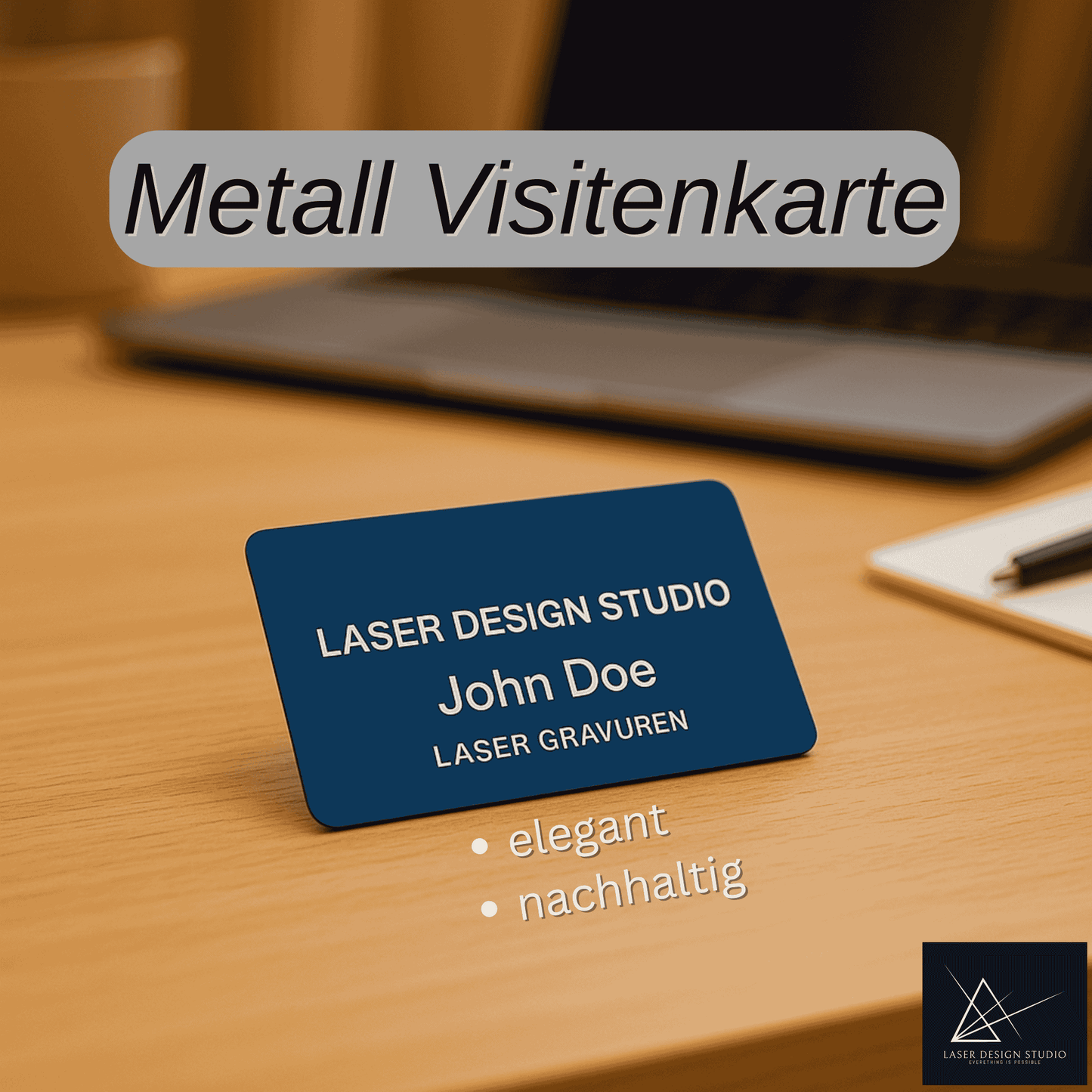 Metall Visitenkarte 0.2 mm (3 Stck), graviert nach Kundenwunsch - 
