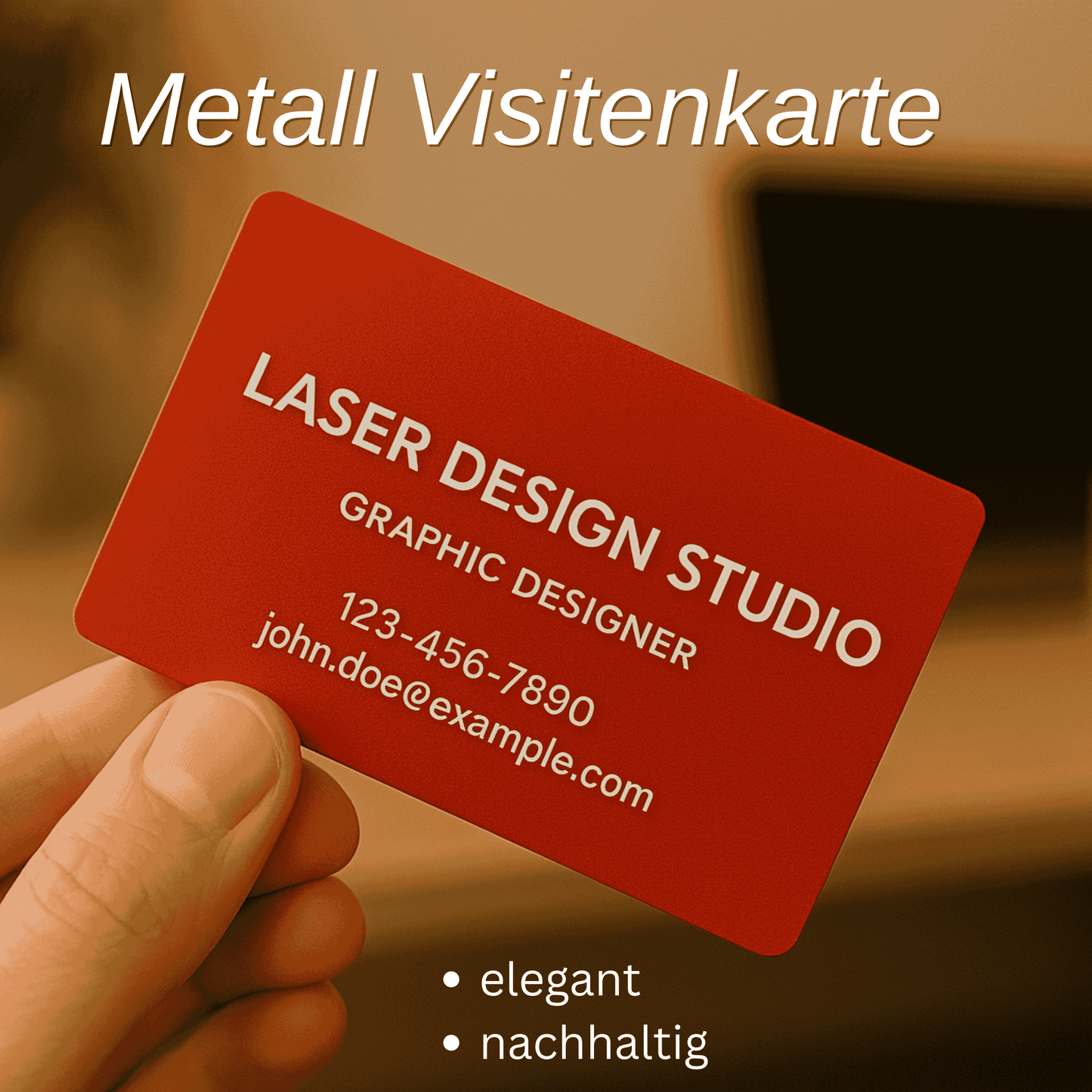 Metall Visitenkarte 0.2 mm (3 Stck), graviert nach Kundenwunsch - 