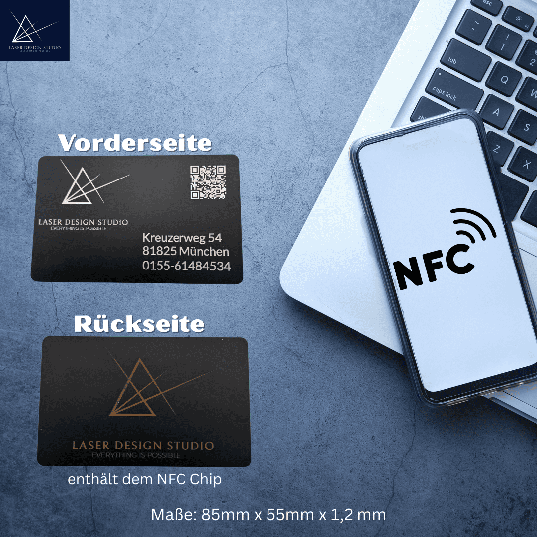 NFC Metall Visitenkarte mit QR - Code - 