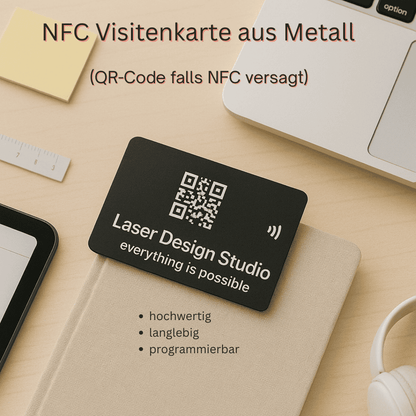 NFC Metall Visitenkarte mit QR - Code – Digitale Visitenkarte, personalisierbar - 