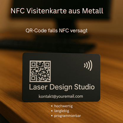 NFC Metall Visitenkarte mit QR - Code – Digitale Visitenkarte, personalisierbar - 