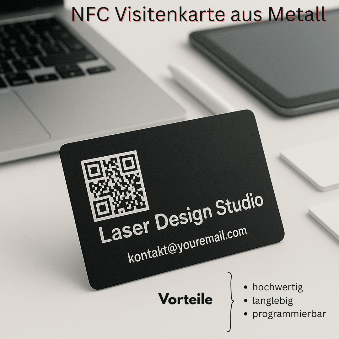NFC Metall Visitenkarte mit QR - Code – Digitale Visitenkarte, personalisierbar - 