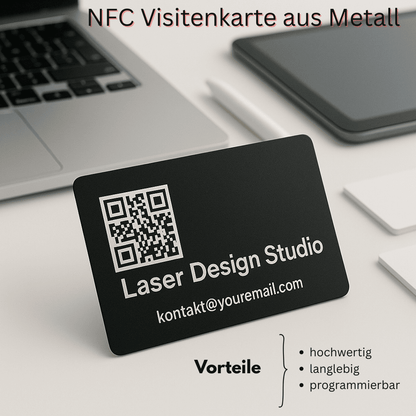 NFC Metall Visitenkarte mit QR - Code – Digitale Visitenkarte, personalisierbar - 