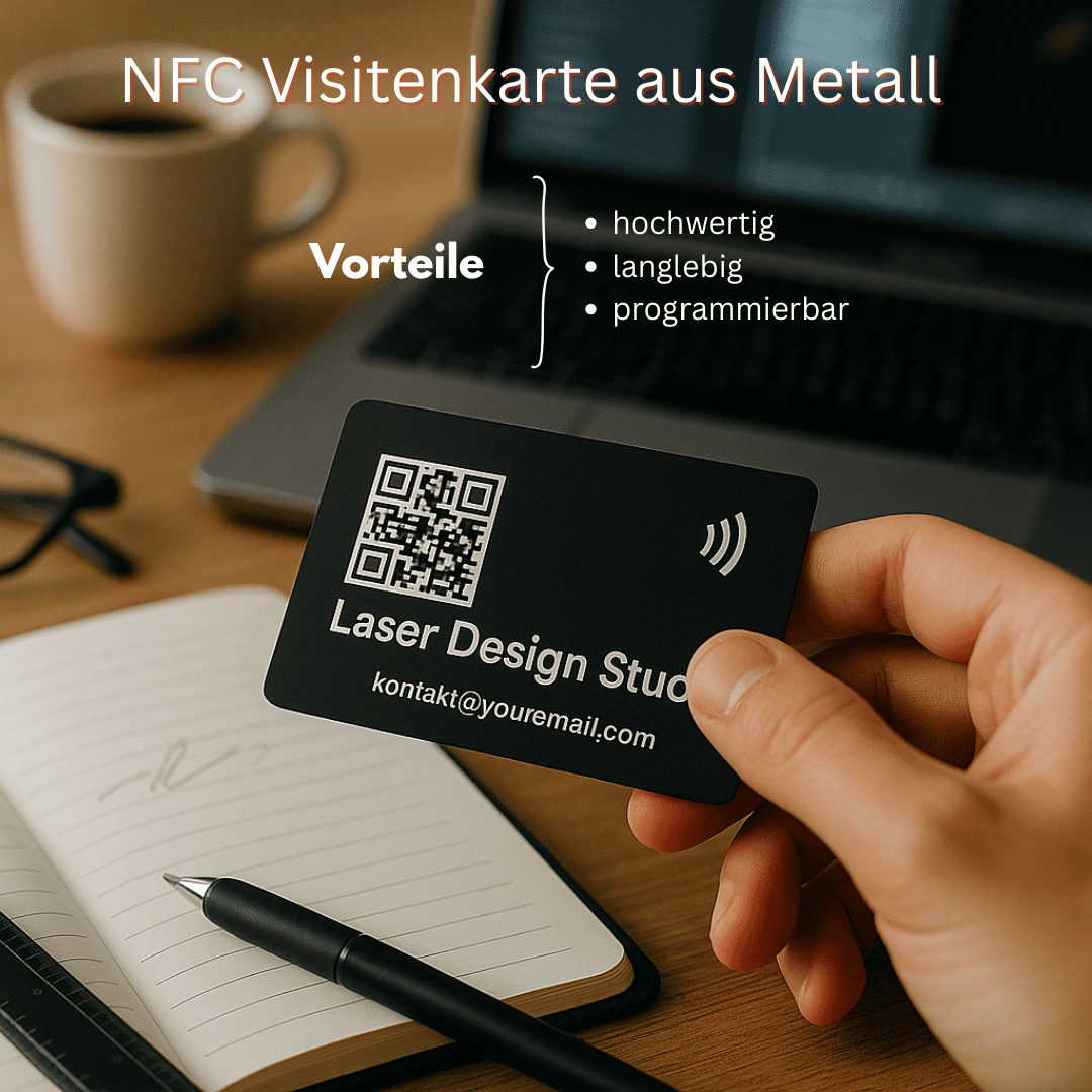 NFC Metall Visitenkarte mit QR - Code – Digitale Visitenkarte, personalisierbar - 