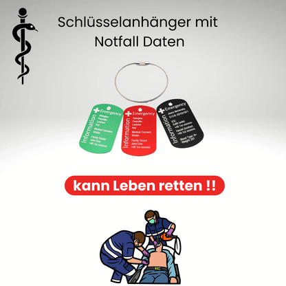 Notfall - Daten - Schlüsselanhänger mit Kontaktdaten - 