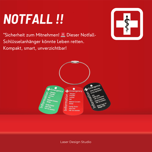 Notfall - Daten - Schlüsselanhänger mit Kontaktdaten - 