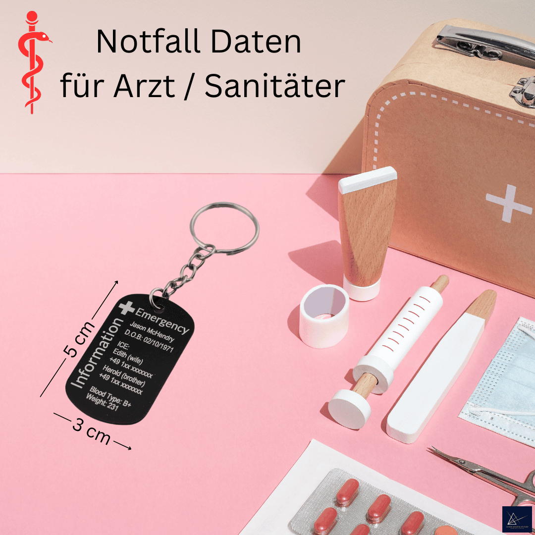 Notfall - Daten - Schlüsselanhänger mit Kontaktdaten - 