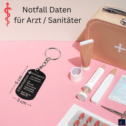Notfall - Daten - Schlüsselanhänger mit Kontaktdaten - 