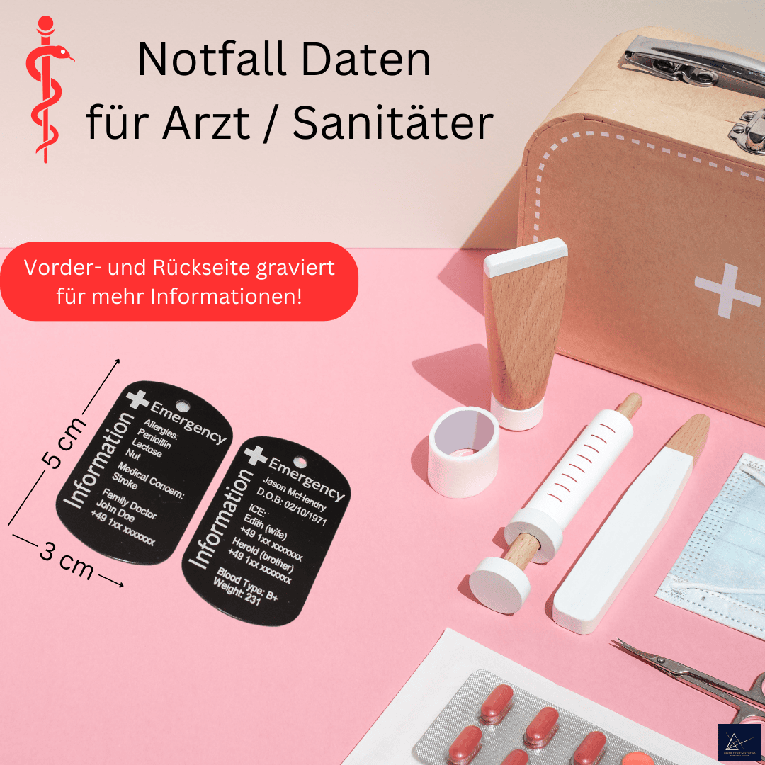 Notfall - Daten - Schlüsselanhänger mit Kontaktdaten - 