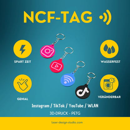 Personalisierbarer NFC - Tag Schlüsselanhänger mit Icon - 