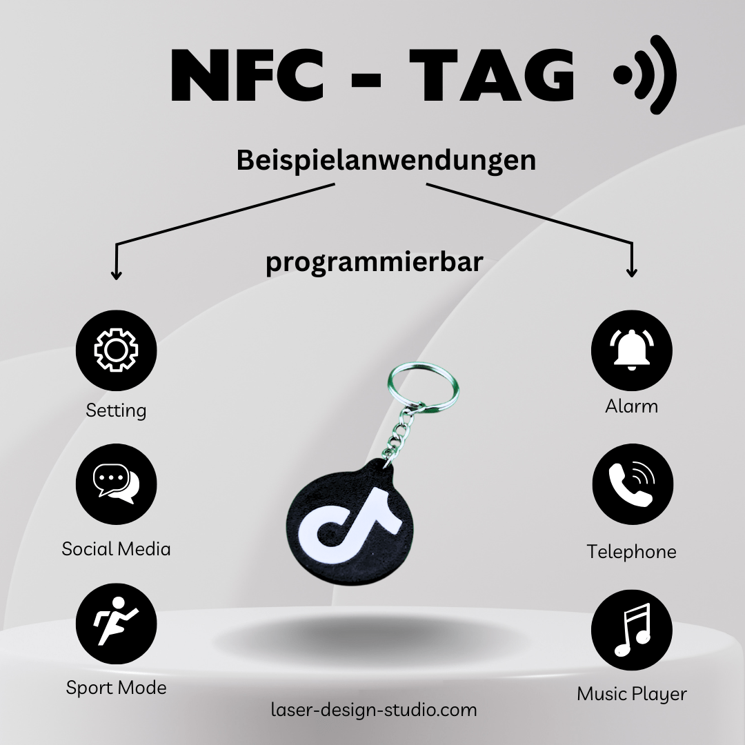Personalisierbarer NFC - Tag Schlüsselanhänger mit Icon - 