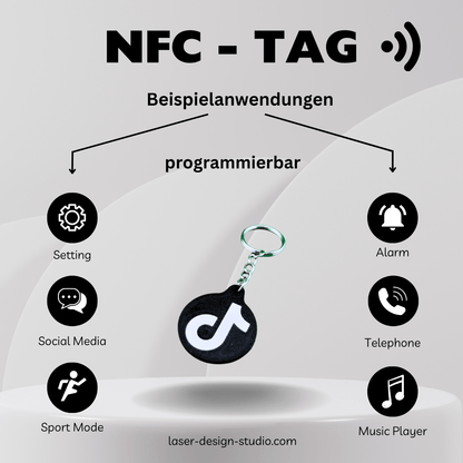 Personalisierbarer NFC - Tag Schlüsselanhänger mit Icon - 