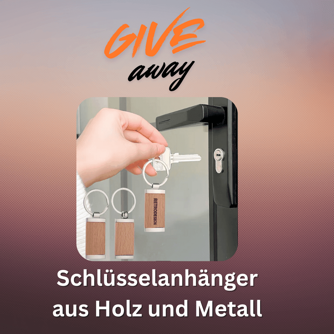 Personalisierbarer Schlüsselanhänger aus Metall und Holz