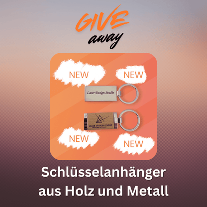 Personalisierbarer Schlüsselanhänger aus Holz und Metall