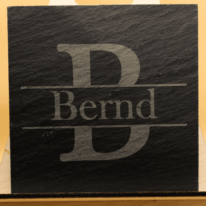 Schieferuntersetzer mit Grafik und Text personalisiert - 