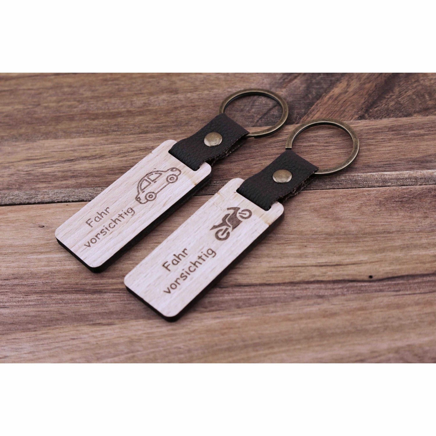 Schlüsselanhänger helles Holz personalisiert - 