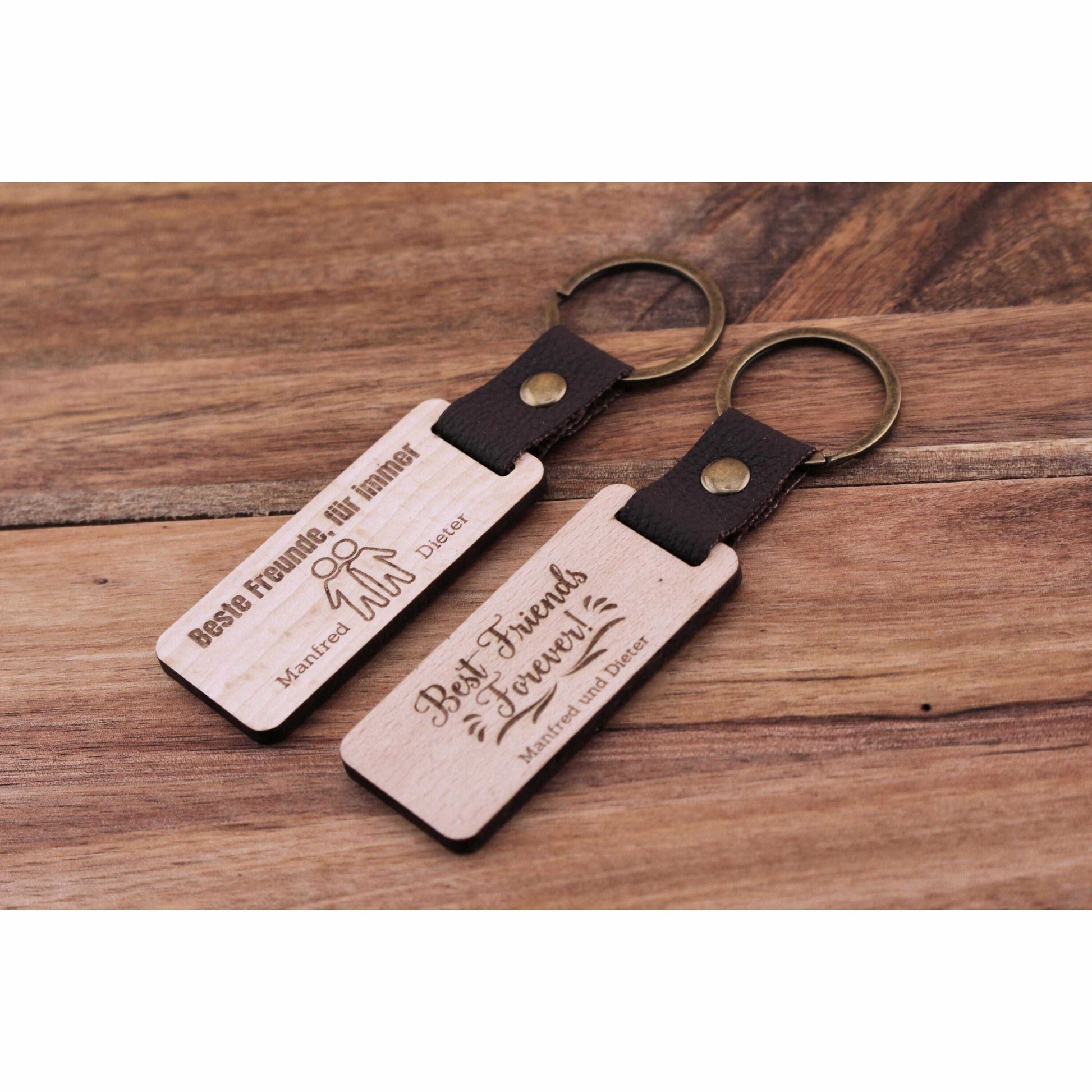 Schlüsselanhänger helles Holz personalisiert - 