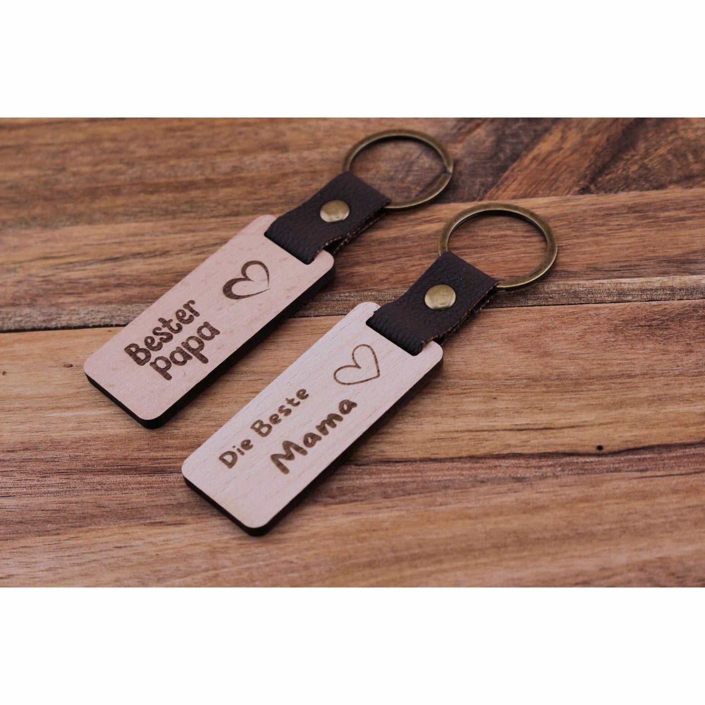 Schlüsselanhänger helles Holz personalisiert - 