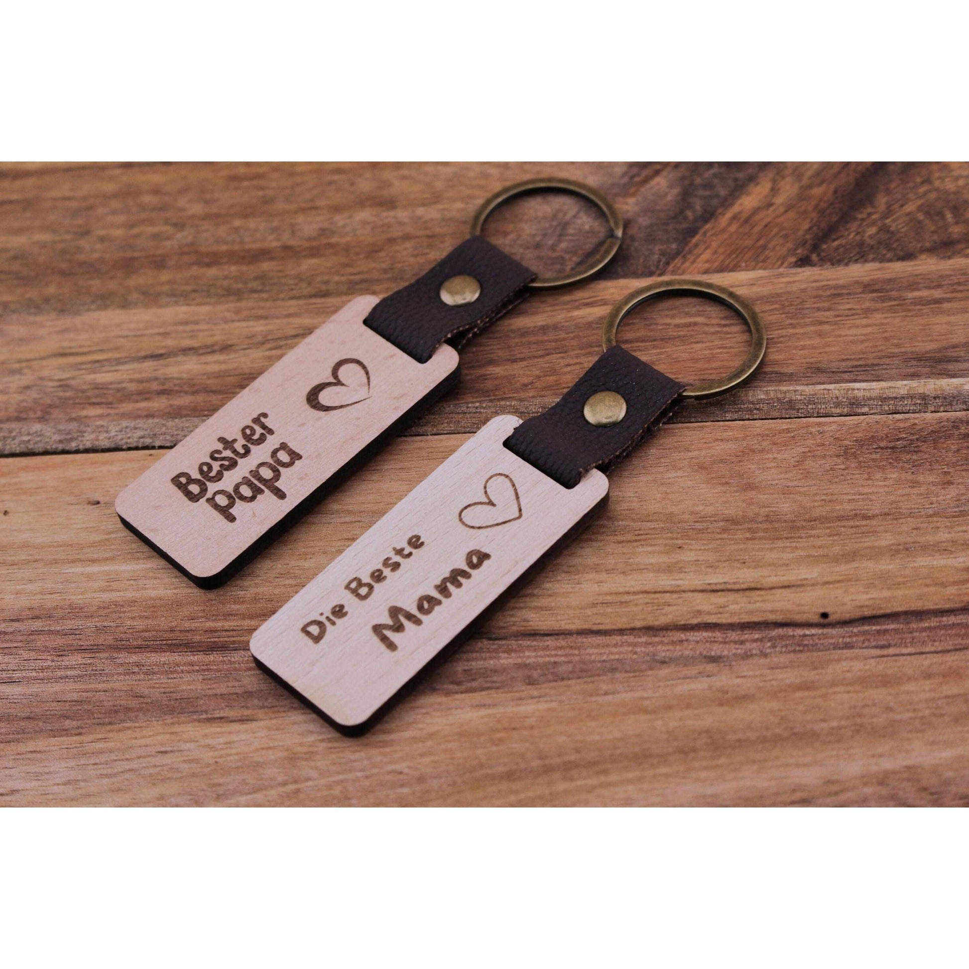 Schlüsselanhänger helles Holz personalisiert - 