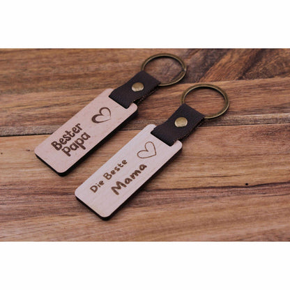 Schlüsselanhänger helles Holz personalisiert - 