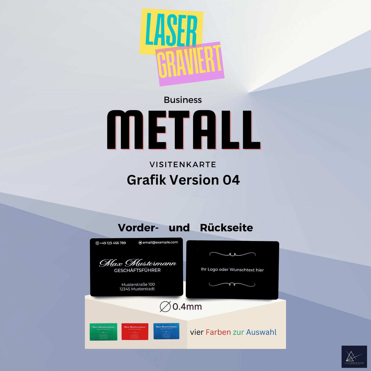 langlebige Visitenkarten graviert - 0.4 mm dick - 